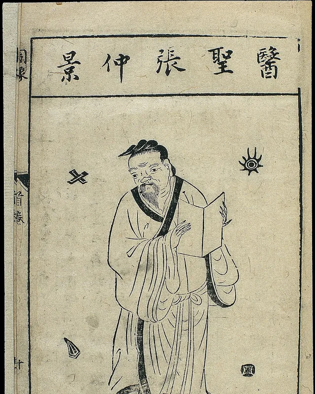 Xilografía médica posterior que representa a Zhang Zhongjing