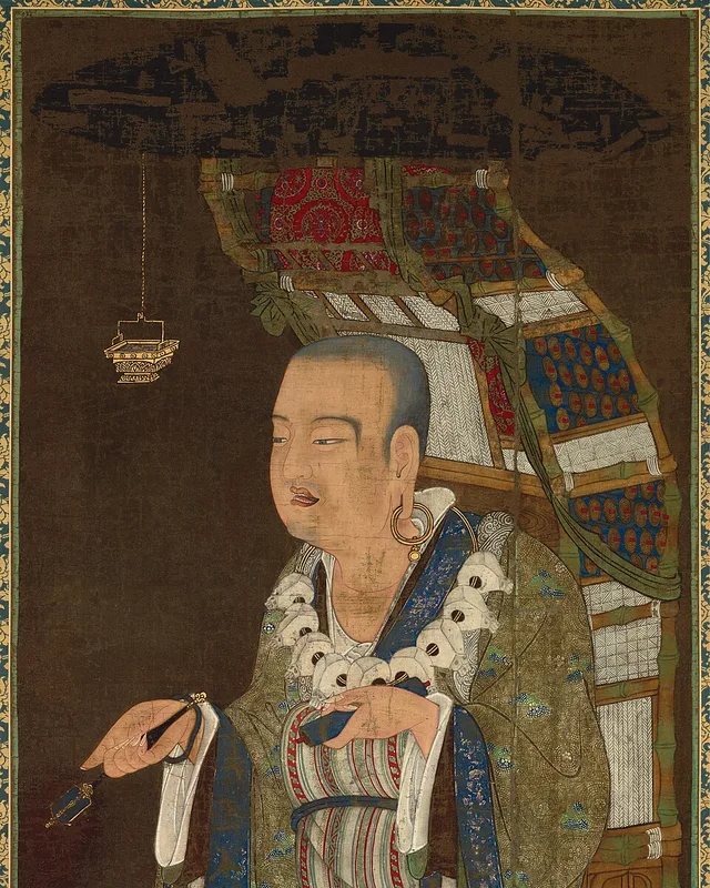 Retrato religioso japonés posterior de Xuanzang durante su viaje