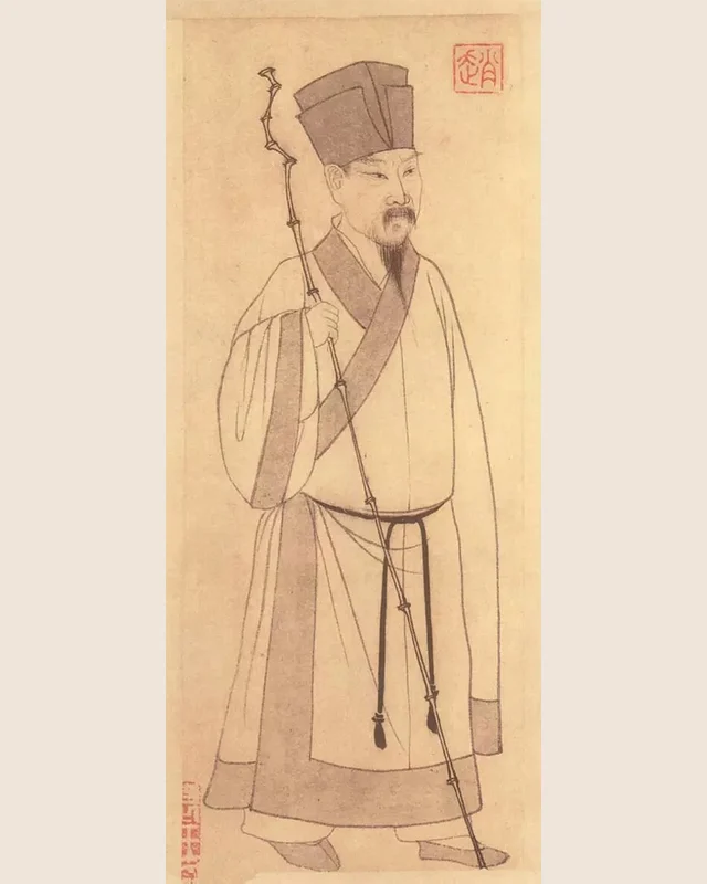 Representación de Su Shi pintada por Zhao Mengfu para el álbum de las odas al Acantilado Rojo