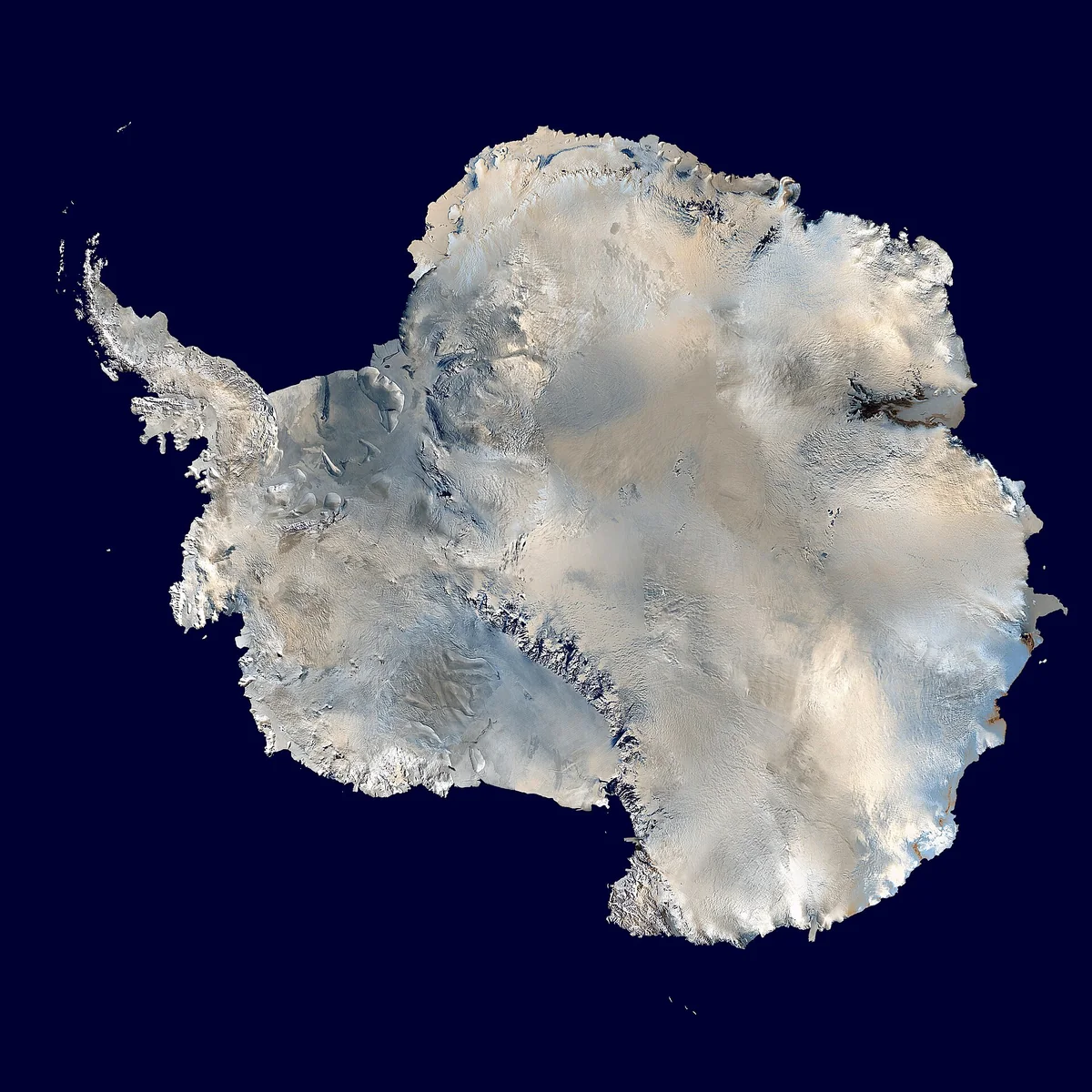 Vista de la Antártida a partir de datos satelitales